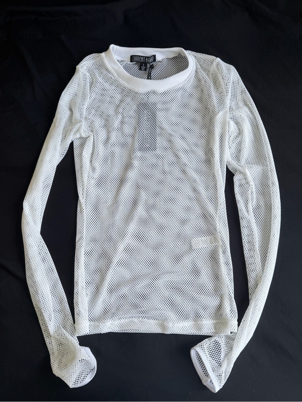 Dolls Kill White Fishnet Long-Sleeve Top